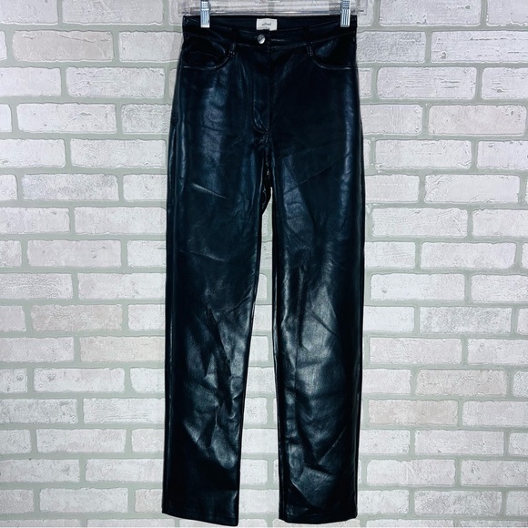 Aritzia Wilfred The Melina High Waist Straight Leg Faux Leather Pants Size 0 - Picture 4 of 10